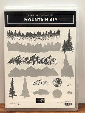 STAMPIN UP 151610 MOUNTAIN AIR REVERSIBLE PHOTOPOLYMER STAMP SET MOON TREE CLOUD